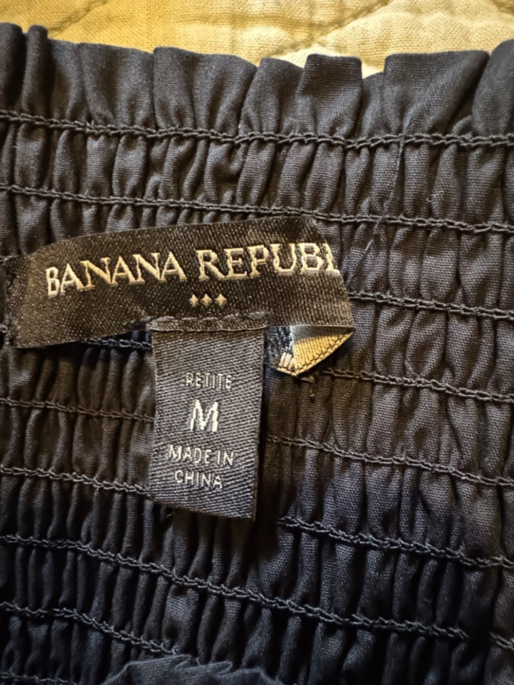 Banana Republic Navy Smocked Top